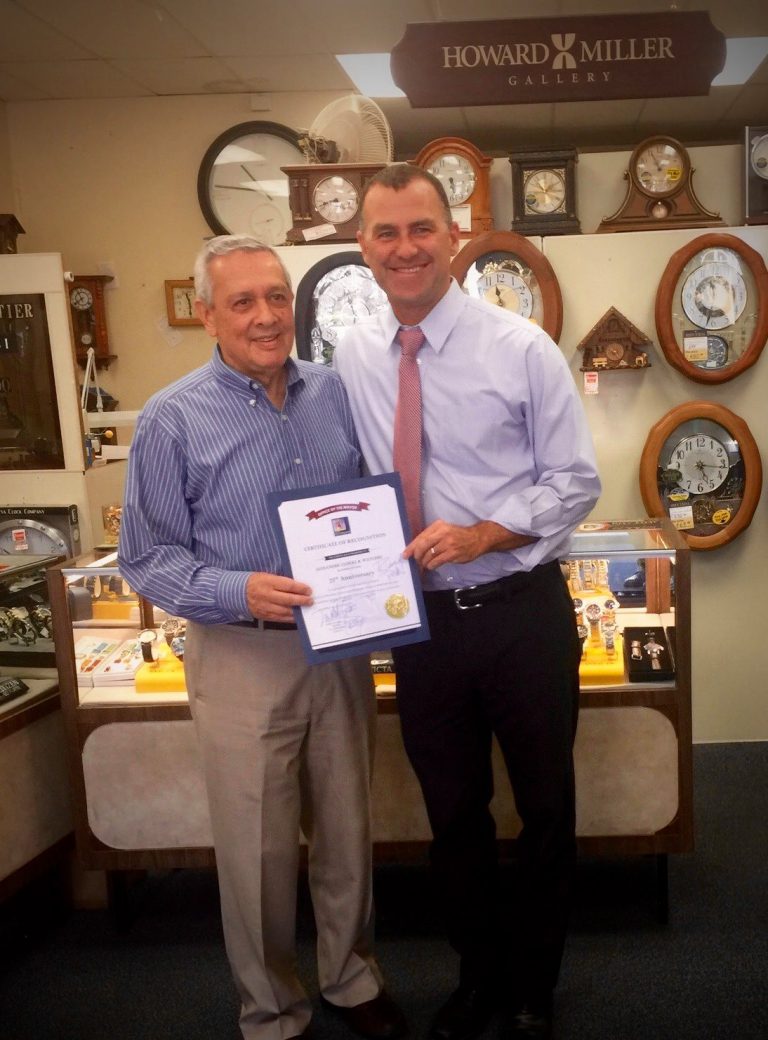 Over 25 years of business anniversary with riverside mayor