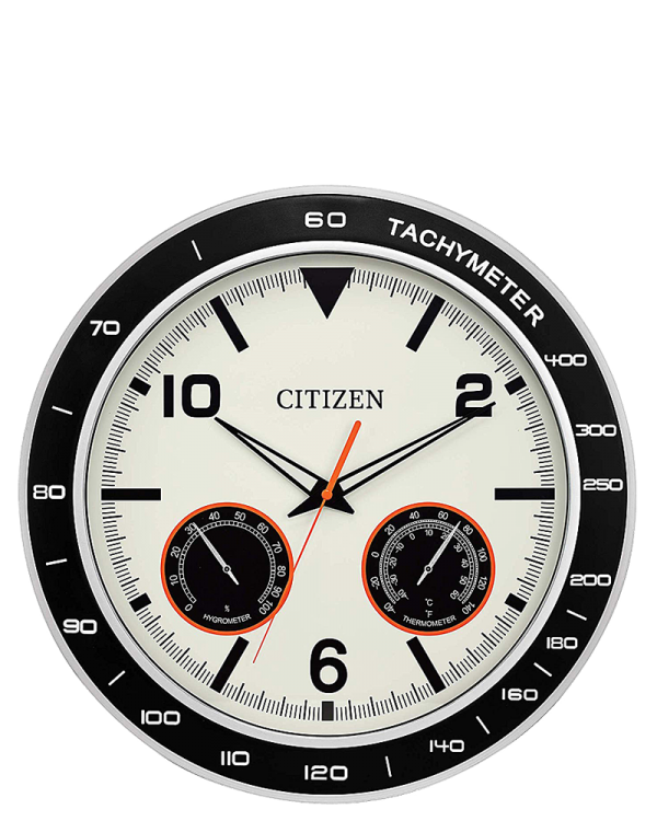 Citizen Outdoor Black And Silver Water-Resistant Clock