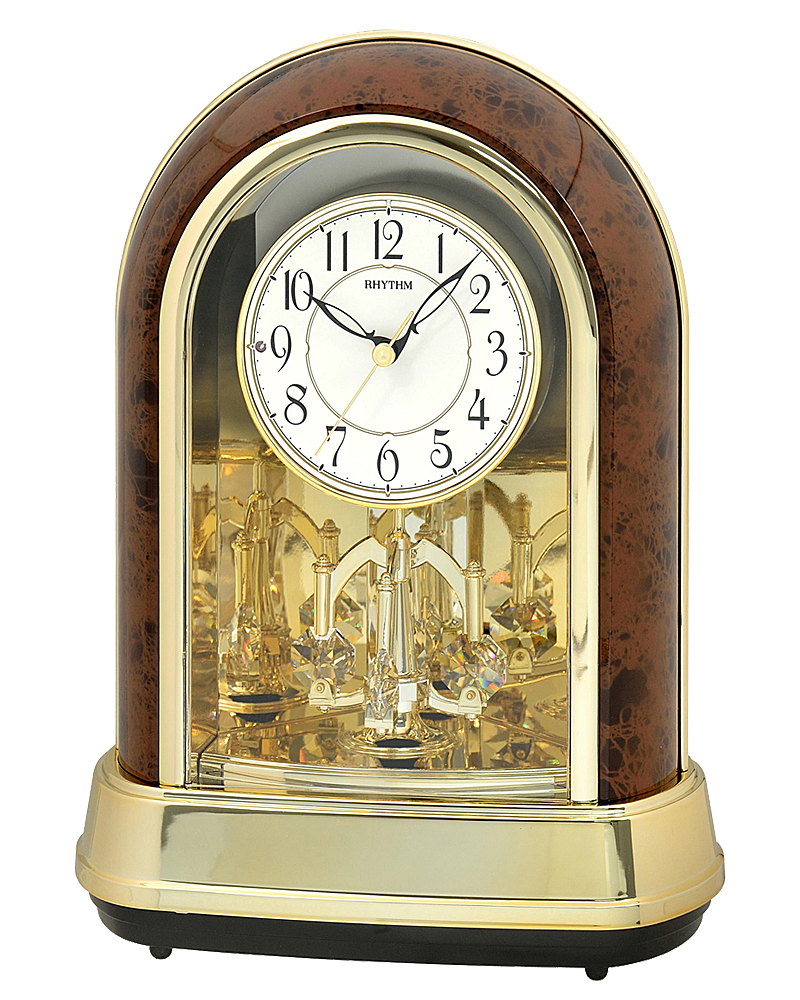 Rhythm Crystal Dulcet II Woodgrain Musical Mantel Clock