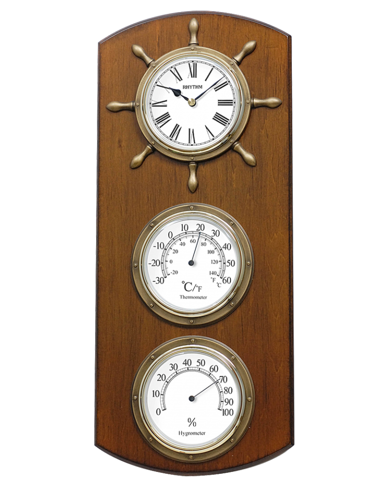 Rhythm Starboard Wall Clock with Hygrometer and Themometer Alexander