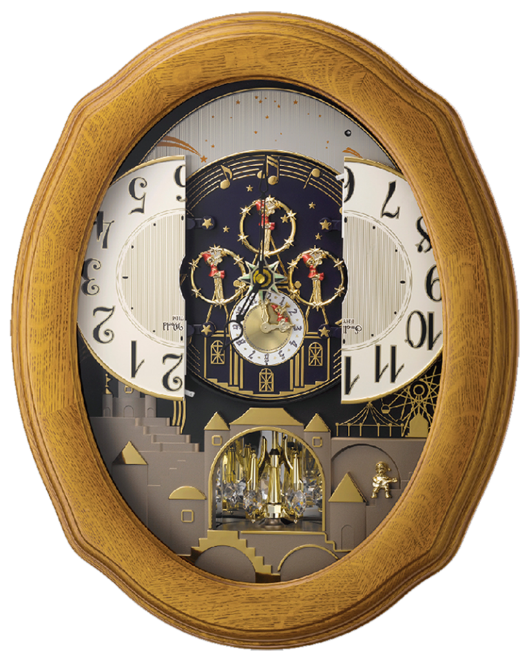 Rhythm Timecracker Golden Oak II Musical Magic Motion Wall Clock