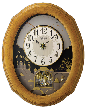 Rhythm Timecracker Golden Oak II Musical Magic Motion Wall Clock