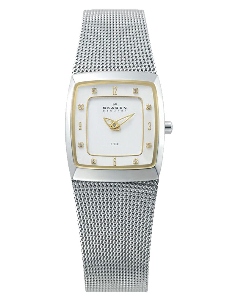 Skagen Womens Steel Collection Crystal Accented Mesh Stainless Steel ...